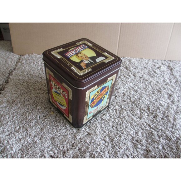 Hersheys Vintage-Inspired Square Chocolate Tin With Retro Advertising Graphics - Picture 1 of 4